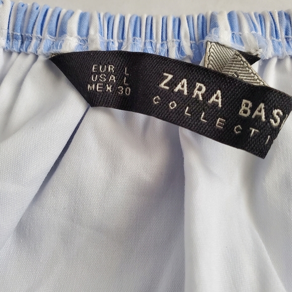 Zara Striped Off the Shoulder Top, Blue White, L - Picture 5 of 7
